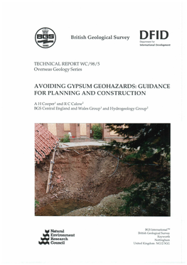 WC/98/005 Avoiding Gypsum Geohazards: Guidance for Planning and Construction