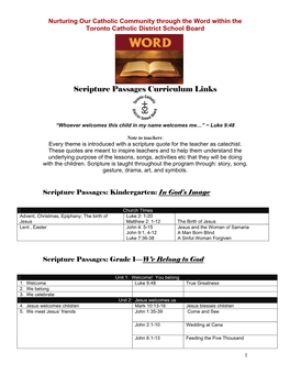 Scripture Passages Curriculum Links