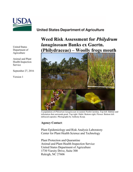 Weed Risk Assessment for Philydrum Lanuginosum Banks Ex Gaertn