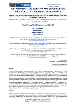 Petrographic, Fluid Inclusion and Oxygen Isotope Characteristics of Ramand Area, Nw Iran