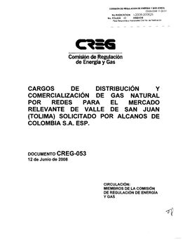 Comisión De Regulación De Energía Y Gas CARGOS DE DISTRIBUCIÓN