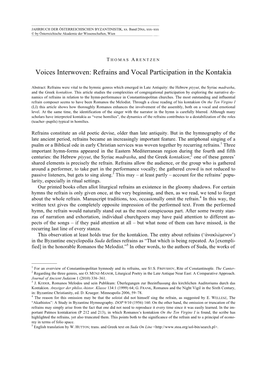 Voices Interwoven: Refrains and Vocal Participation in the Kontakia