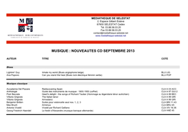 Musique : Nouveautes Cd Septembre 2013