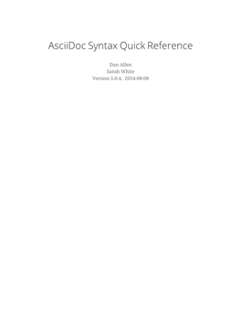 Asciidoc Syntax Quick Reference