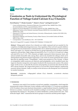 Conotoxins As Tools to Understand the Physiological Function of Voltage-Gated Calcium (Cav) Channels