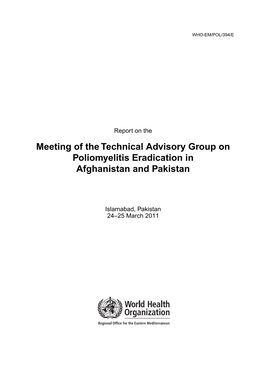 Meeting of the Technical Advisory Group on Poliomyelitis Eradication in Afghanistan and Pakistan