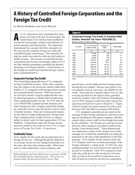 A History of Controlled Foreign Corporations and the Foreign Tax Credit by Melissa Redmiles and Jason Wenrich