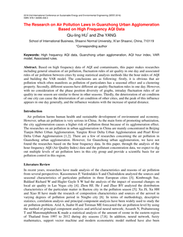 The Research on Air Pollution Laws in Guanzhong Urban Agglomeration