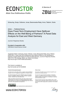 Does Fixed-Term Employment Have Spillover Effects on the Well-Being of Partners? a Panel Data Analysis for East and West Germany