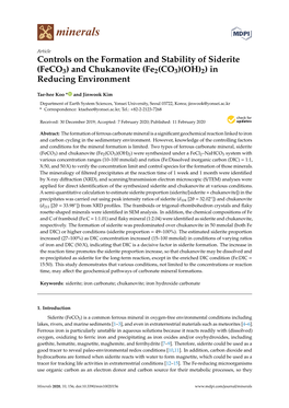 Controls on the Formation and Stability of Siderite (Feco3) and Chukanovite (Fe2 (CO3)(OH) 2) in Reducing Environment