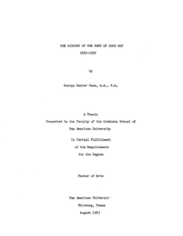 TKE HISTORY of TKE PORT of COOS BAY a Thesis Presented To