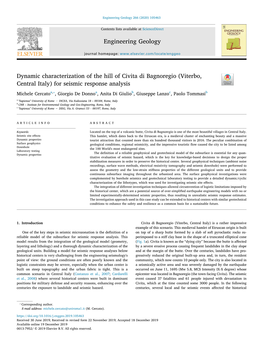 Dynamic Characterization of the Hill of Civita Di Bagnoregio (Viterbo