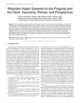 Wearable Haptic Systems for the Fingertip and the Hand: Taxonomy, Review, and Perspectives