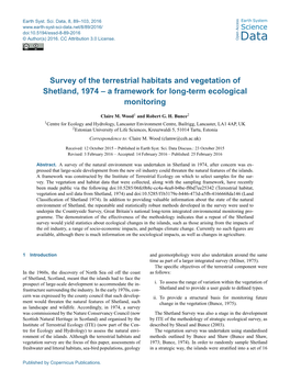 Survey of the Terrestrial Habitats and Vegetation of Shetland, 1974 – a Framework for Long-Term Ecological Monitoring