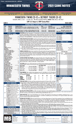 Twins Notes, 4-6 At