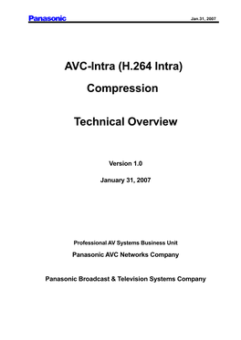 AVC-Intra (H.264 Intra) Compression Technical Overview