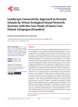 Landscape Connectivity Approach in Oceanic Islands by Urban Ecological Island Network Systems with the Case Study of Santa Cruz Island, Galapagos (Ecuador)