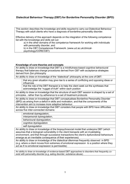 Dialectical Behaviour Therapy (DBT) for Borderline Personality Disorder (BPD)