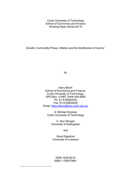 Curtin University of Technology School of Economics and Finance Working Paper Series 05:10