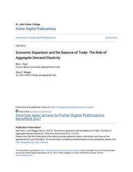 Economic Expansion and the Balance of Trade: the Role of Aggregate Demand Elasticity