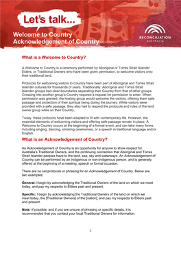 Welcome to Country Acknowledgement of Country