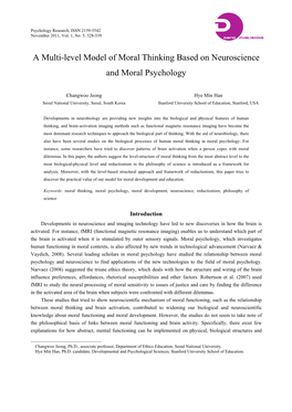 A Multi-Level Model of Moral Thinking Based on Neuroscience and Moral Psychology