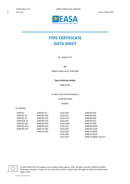 EASA.A.172 A300, A310, and A300-600