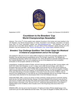 Countdown to the Breeders' Cup World Championships Newsletter