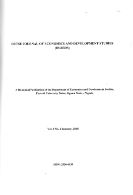 Dutse Journal of Economics and Development Studies (Dujeds)