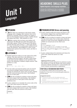 Unit 1 Speaking Skills: Giving an Introduction to a Presentation Language