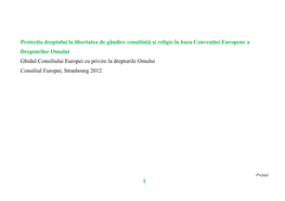 1 Protecţia Dreptului La Libertatea De Gândire Conştiinţă Şi Religie În Baza