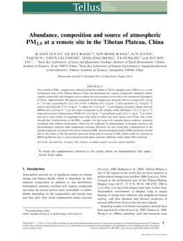 Abundance, Composition and Source of Atmospheric PM2.5 at a Remote Site in the Tibetan Plateau, China