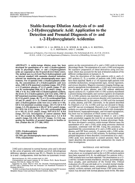 And L-2-Hydroxyglutaric Acid: Application to the ~Etectionand Prenatal Diagnosis of D- and L-2-Hydroxyglutaric Acidemias