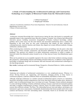 A Study of Understanding the Architectural Landscape and Construction Technology in a Complex of Historical Tombs from the Thirteenth Century