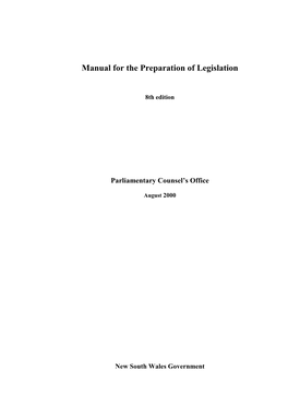 Manual for the Preparation of Legislation