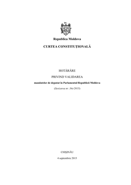 Republica Moldova CURTEA CONSTITUŢIONALĂ