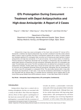 Qtc Prolongation During Concurrent Treatment with Depot Antipsychotics and High-Dose Amisulpride: a Report of 2 Cases