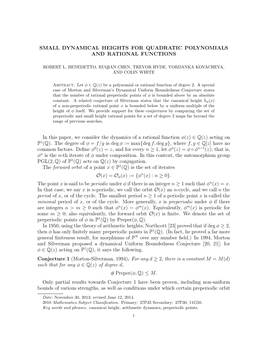 Small Dynamical Heights for Quadratic Polynomials and Rational Functions