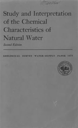 Study and Interpretation of the Chemical Characteristics of Natural Water Second Edition