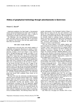 History of Geophysical Technology Through Advertisements in GEOPHYSICS