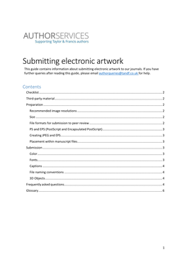 Submitting Electronic Artwork This Guide Contains Information About Submitting Electronic Artwork to Our Journals