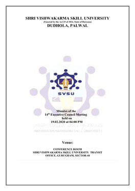 Shri Vishwakarma Skill University Dudhola, Palwal