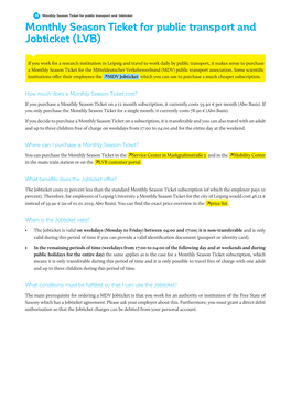 Monthly Season Ticket for Public Transport and Jobticket Monthly Season Ticket for Public Transport and Jobticket (LVB)