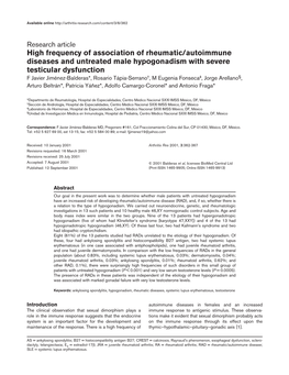 High Frequency of Association of Rheumatic/Autoimmune Diseases