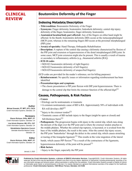 Boutonnière Deformity of the Finger