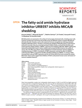 The Fatty-Acid Amide Hydrolase Inhibitor URB597 Inhibits MICA/B