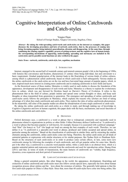 Cognitive Interpretation of Online Catchwords and Catch-Styles