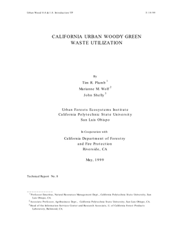 California Urban Woody Green Waste Utilization