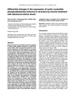 Differential Changes in the Expression of Cyclic Nucleotide Phosphodiesterase Isoforms in Rat Brains by Chronic Treatment with Electroconvulsive Shock