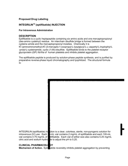 Proposed Drug Labeling INTEGRILINTM (Eptifibatide